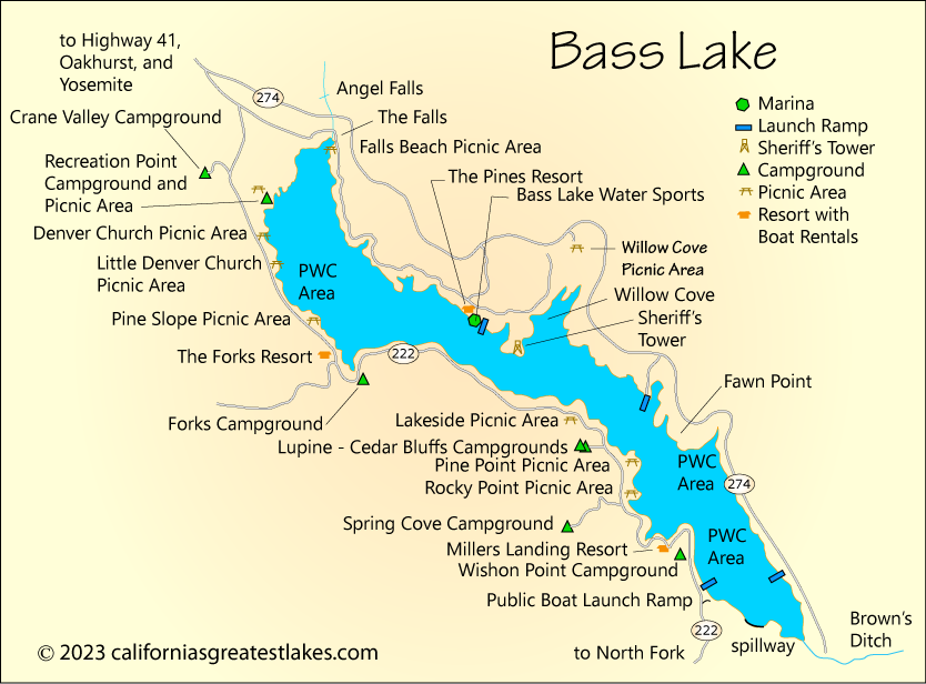 map of Bass Lake, CA