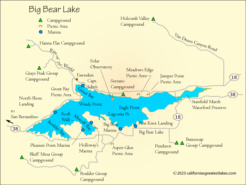Big Bear Lake map, CA