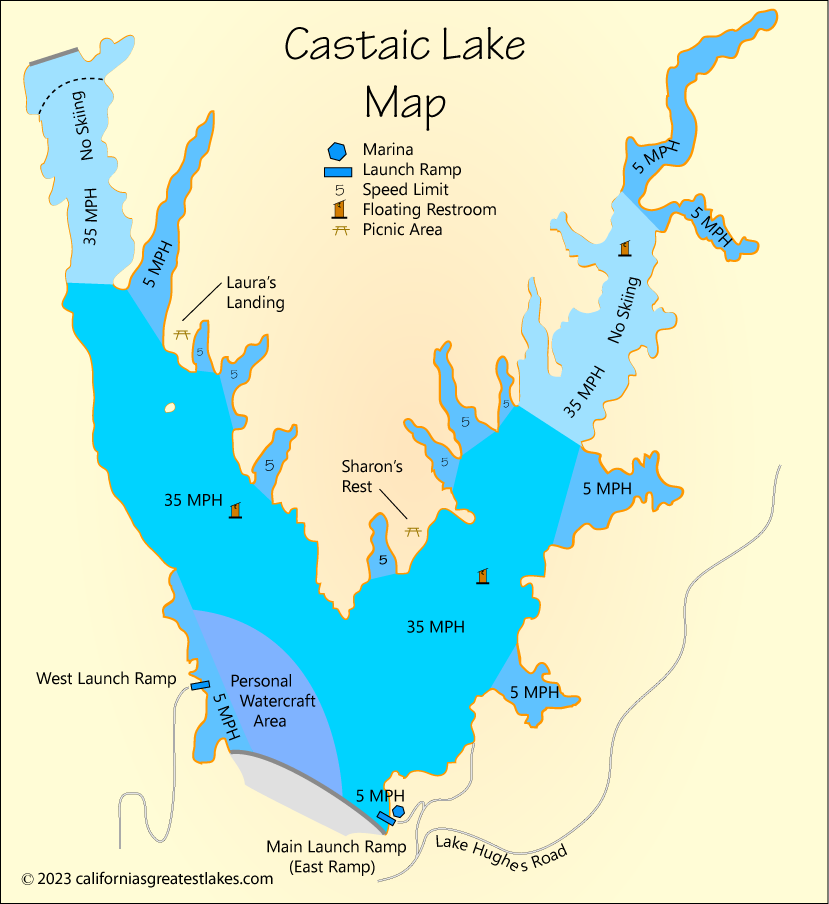 Castaic Lake boating map, CA