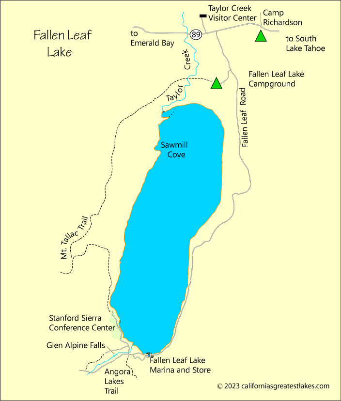 Fallen Leaf Lake map, California