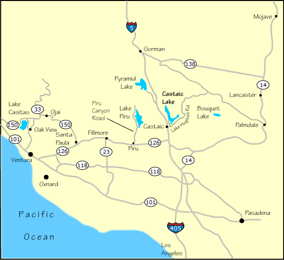 map of greater Castaic Lake area, California