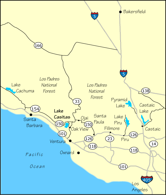 map of greater Lake Casitas area, California