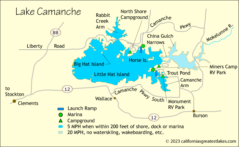 Lake Camanche map, CA