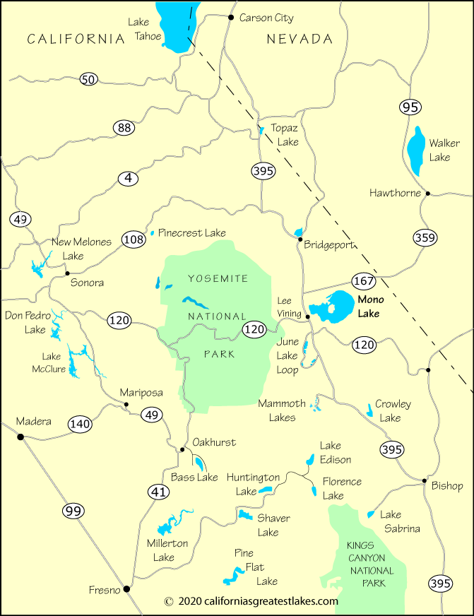 Map showing the greater Mono Lake area, CA