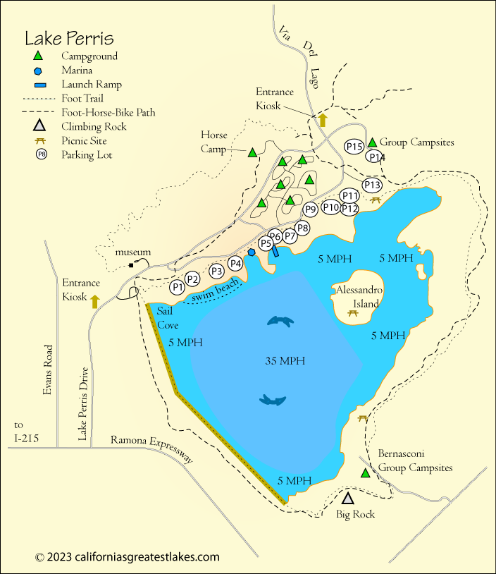 Lake Perris fishing map, CA