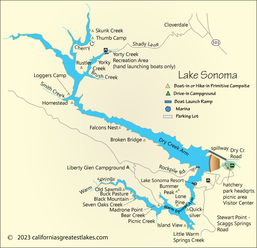 Lake Sonoma map, CA