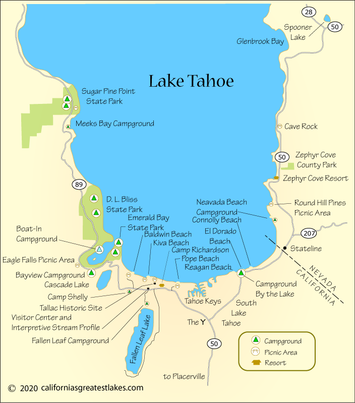 South Lake Tahoe  fishing map, CA