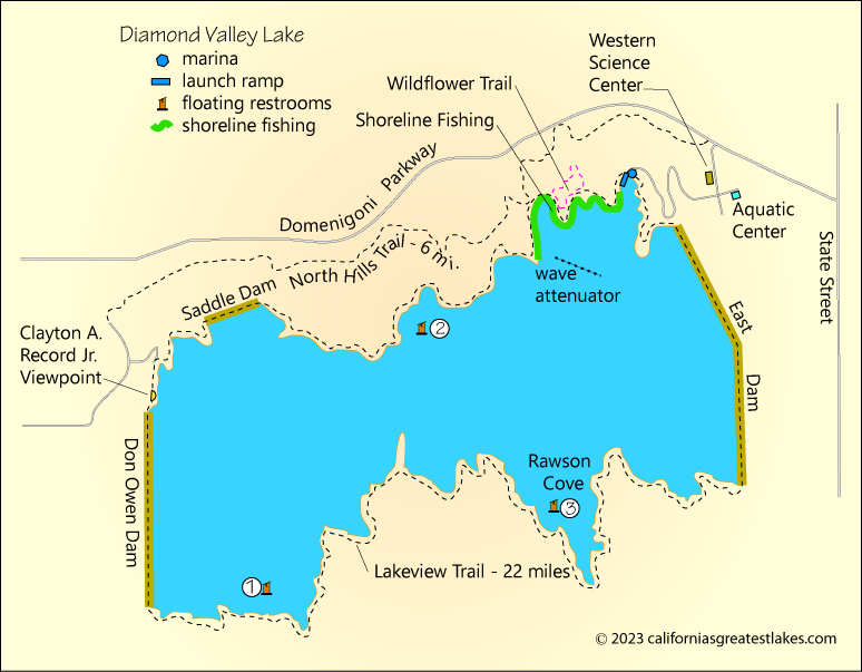 Diamond Valley Lake fishing map, CA