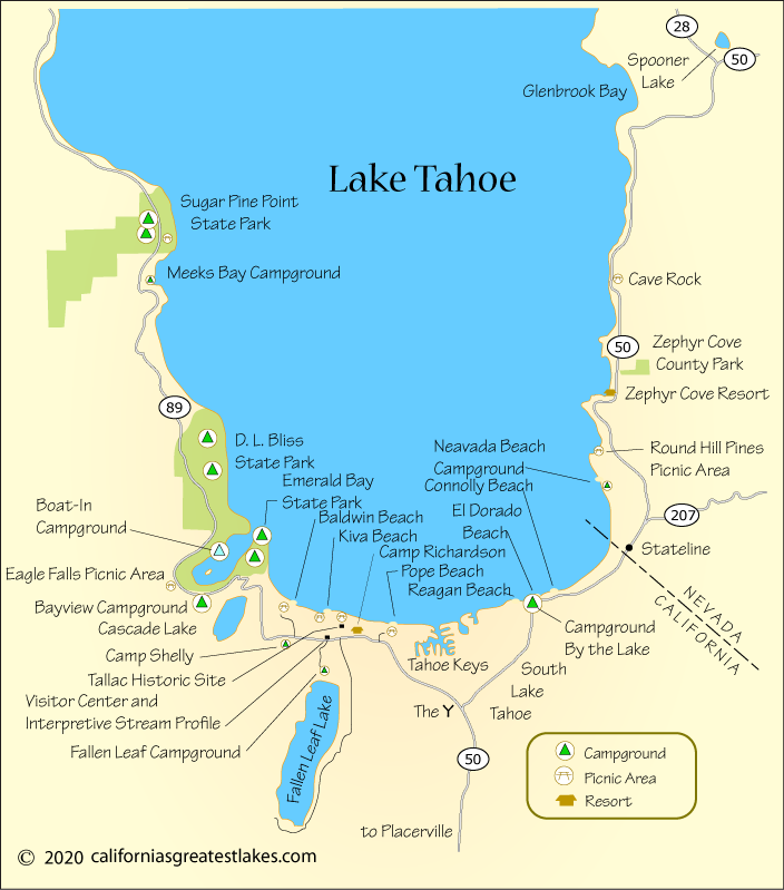 South Lake Tahoe fishing map, CA